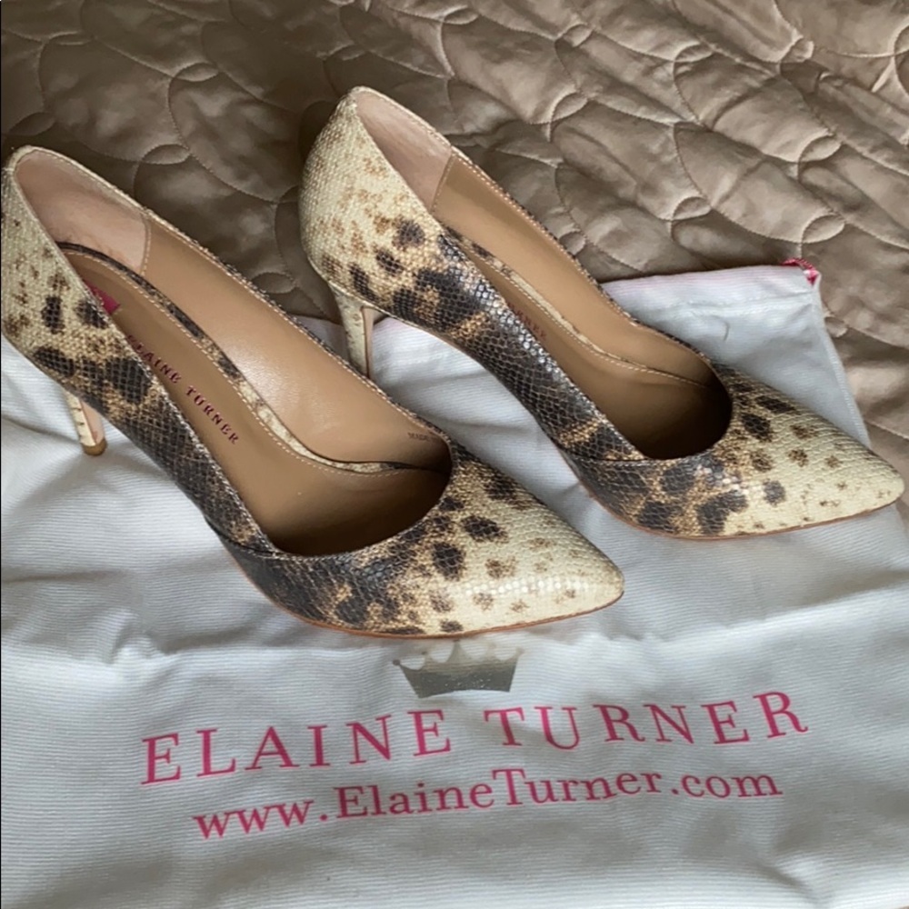 Elaine Turner Snake Print Leather Shoes - Size 8